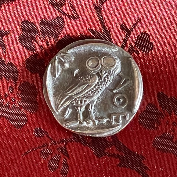 Owl Coin. Greek Talisman. Athena &  Owl - Picture 3 of 6